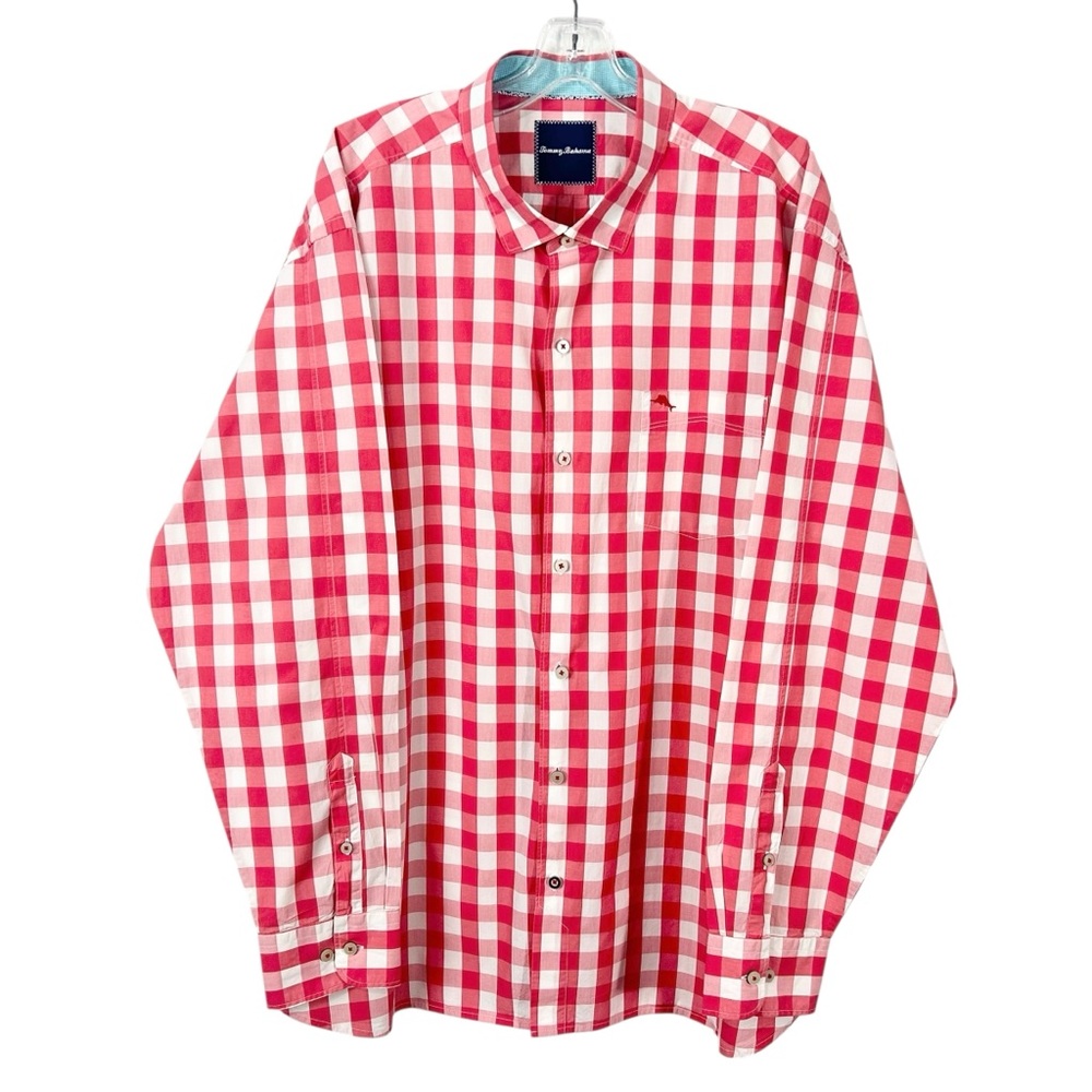 Tommy Bahama Long Sleeve Button Down Shirt 2XL Red & White Check